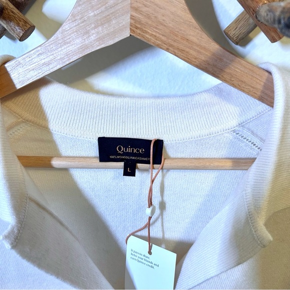 NWT Quince Mongolian Cashmere Polo Sweater in Ivory L - Picture 4 of 5